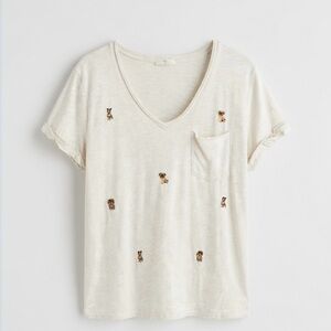 T.La Light Cream V-Neck Tee